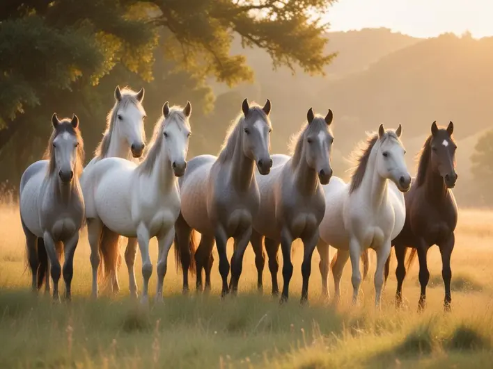 7 Horses Painting with Sunrise Benefits